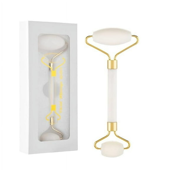 Jade Roller for Face, Eye & Neck Skin Care, 100% Genuine Jade Stone Facial Roller Skin Care(White)…