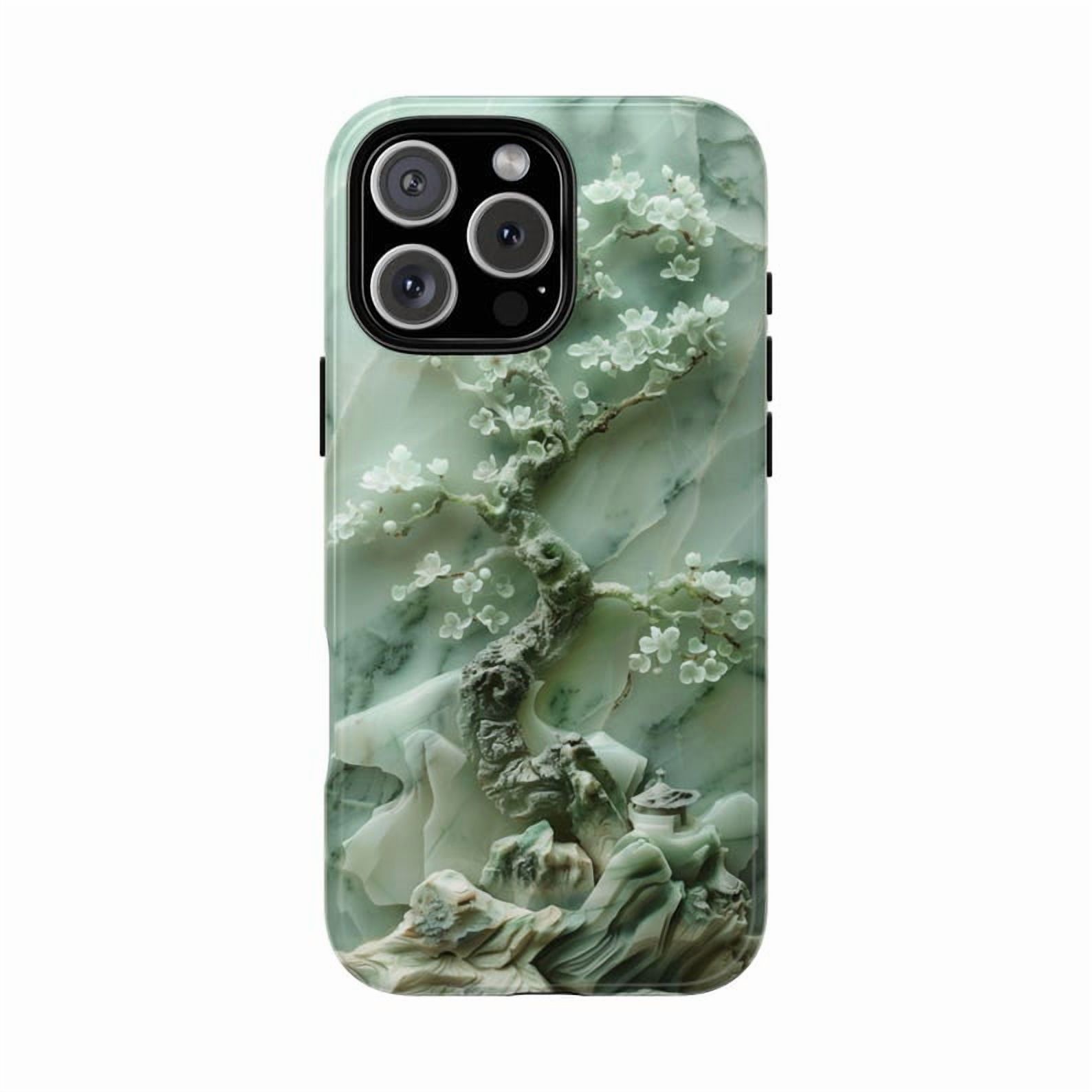 Jade Sakura Bonsai Green Marble Pattern Design Case with iPhone 17 to ...