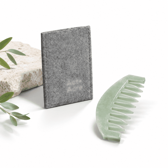 Jade Scalp Gua Sha Wide Tooth Comb for Hair and Body Massage
