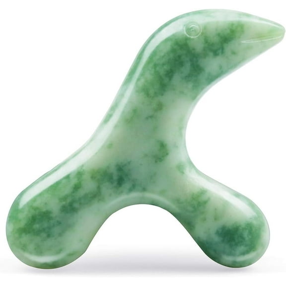 LEOSENSE Trigger Point Massager, Natural Jade Stone, Deep Tissue Gua Sha Massage Tool, Reflexology Acupressure Bar