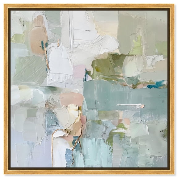Jade Sweep I Canvas Minimal Abstracts by Art Remedy, Gold Frame, 16" x 16"