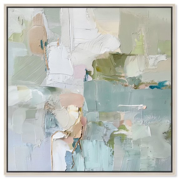 Jade Sweep I Canvas Minimal Abstracts by Art Remedy, Silver Frame, 20" x 20"