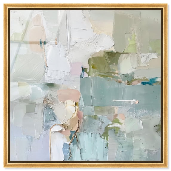 Jade Sweep I Framed High-Gloss Acrylic Glass Wall Art Minimal Abstracts by Art Remedy, Gold Frame, 16 x 16