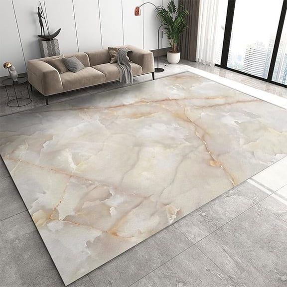 Jade White Marble Texture Art Area Rug, Simple Marble Indoor Non Slip Bedroom Rug, Low Pile Soft Foldable Rug For Living Room Dining Room Farmhouse Decor Floor Mat 1x2ft