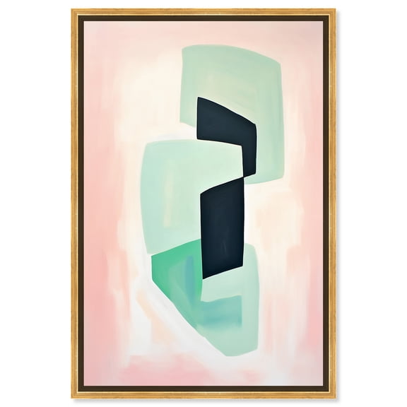 Jade With Magnets Contemporary Abstract Shapes Trendy Canvas Wall Art by Art Remedy, Gold Floater Frame, 36"x54"