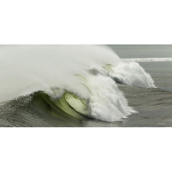 Jade coloured breaking waves at Cobden Beach on the West Coast of the South Island; Greymouth, New Zealand Poster Print (22 x 10)