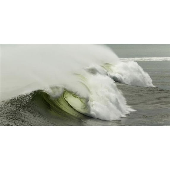 Jade coloured breaking waves at Cobden Beach on the West Coast of the South Island; Greymouth, New Zealand Poster Print (44 x 20)