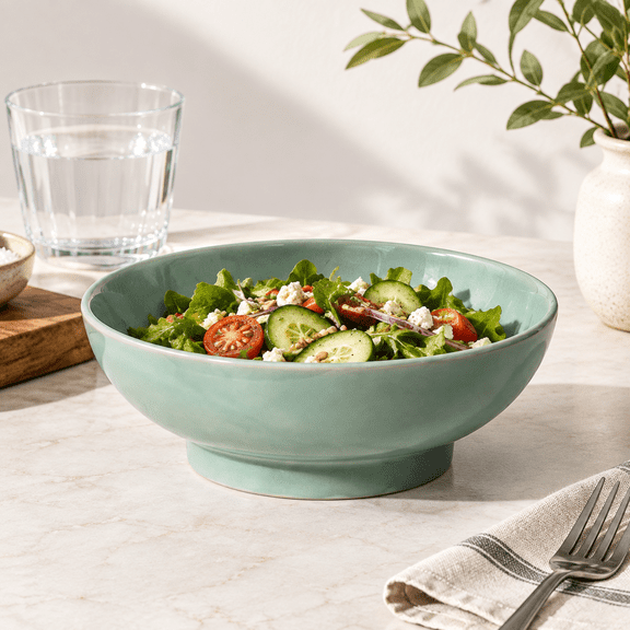 Jade green 10" Ceramic Decorative Serving Bowl for Kitchen Counter Coffee Table Dining Centerpiece