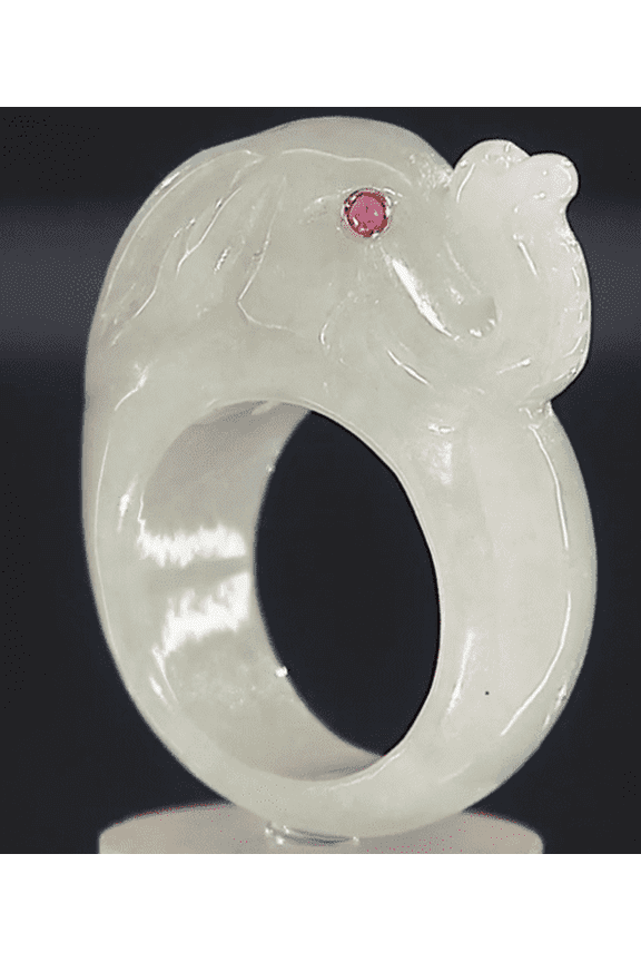 Sterling Silver Goldclad Elephant Carved Ring, Size 7