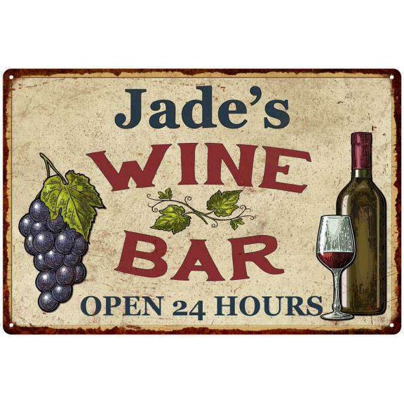 Jade's Rustic Wine Bar Sign Wall Dcor Kitchen Gift 12x18 Metal 112180056033