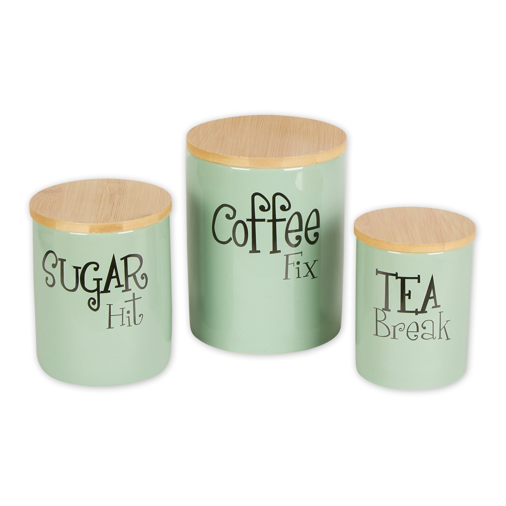 Jadeite Green Coffee Sugar Tea Ceramic Canister 3 Piece