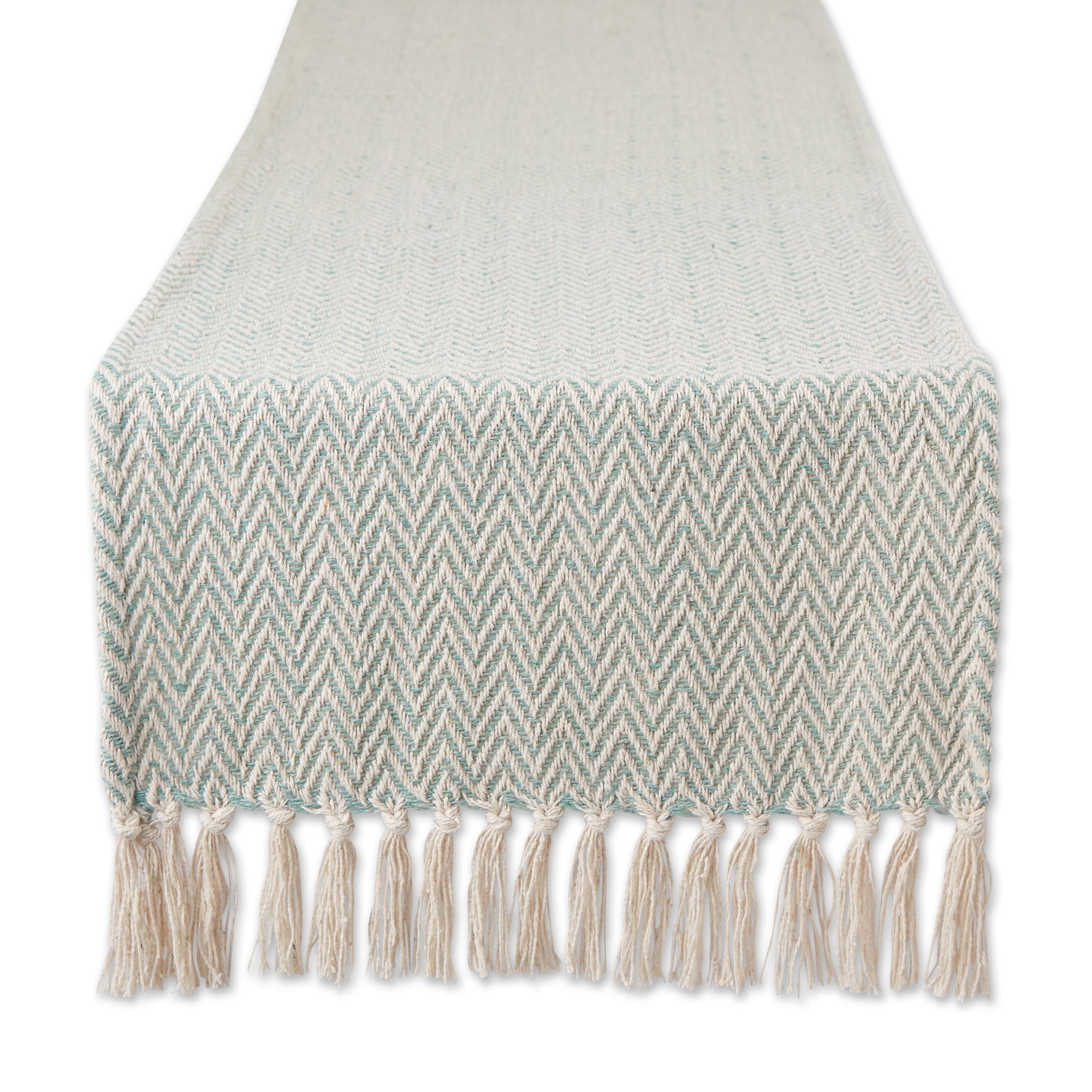 Jadeite Chevron Handloom Cotton Table Runner 15x108