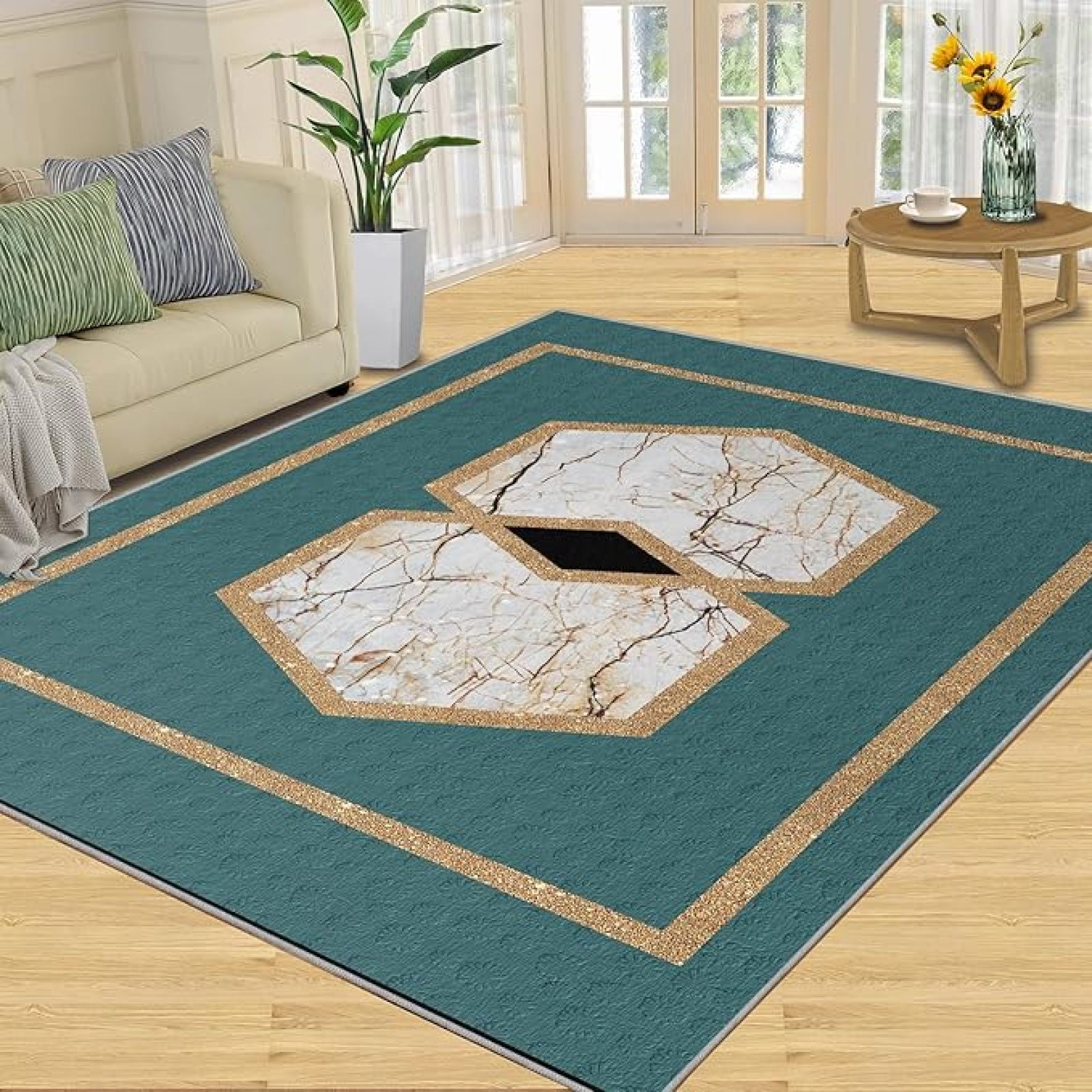Jadeite Marble Area Rug Abstract Marble Texture Area Rugs For Living ...