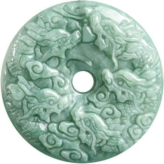 The Jadeite Nine Dragon Protector Ping An Buckle Ice Jade Pendant Necklace Symbolizes Peace and Tranquility and is a Must-Have Gift for the Year of the Dragon