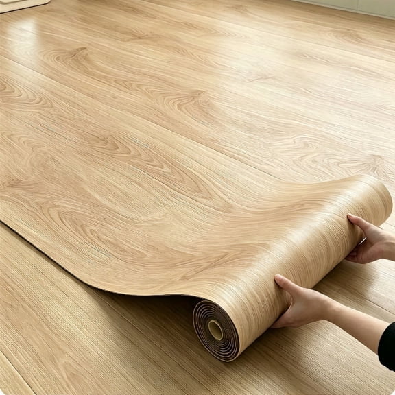 Jademall 1.6mm Thick Vinyl Flooring Roll, 15.7 x 118 Inch Peel and Stick Wood Grain PVC Floor Sticker, Waterproof Self Adhesive Floor Tile for Kitchen and Living Room