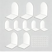 Jademall 10-Pack Clear Acrylic Bookends, 3mm Thick L-Shaped Book Stoppers with Anti-Slip Pads, 3.94"x3.94"x3.94" Invisible Book Holder for Shelves, Desk, Home, Office & Library
