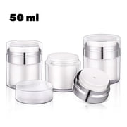 Jademall 3Pcs 50ml Airless Pump Jars Cream Dispenser Travel Lotion Container Vacuum Cosmetic Container Dispensing Storage Face Cream Eye Foundation - clear