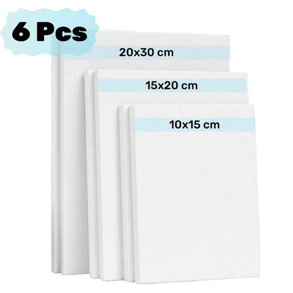 Jademall 6-Pack Canvas Board Set, Cotton Canvas Panel with 3 Sizes (4x6in, 6x8in, 8x11in) for Oil, Watercolor, and Acrylic Painting, Small Artist Canvas Panels for Practice Projects - White