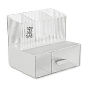 Jademall Countertop for Vanity Large Capacity Bathroom Organizer with Stackable Drawer Skincare Organizers Cosmetic Storage-White