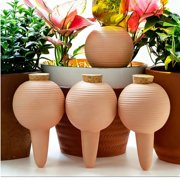 Jademall Set of 4 Terracotta Self Watering Globes, 14.5oz Automatic Plant Watering Spikes with Cork Stoppers for Indoor & Outdoor Potted Plants