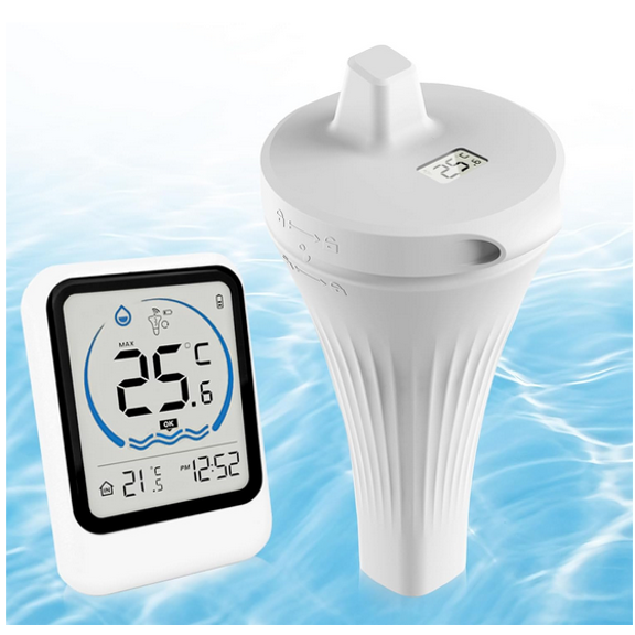 Jademall Wireless Floating Pool Thermometer, IP68 Waterproof Digital Water Thermometer, LCD Display & Remote Temperature Monitor for Swimming Pools, Hot Tubs, Spas & Ponds - 1 Pack