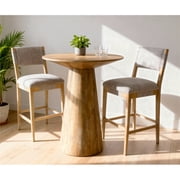 Jaden 36" Bar Table Set with 2 Clara Bar Chairs in Slate Gray Linen