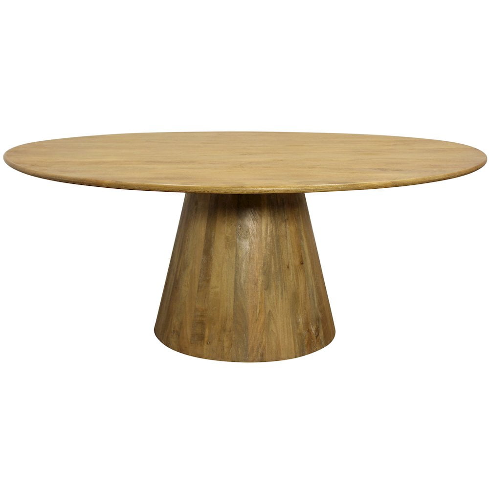 Jaden Round Dining Table in Mid-Century Distressed Natural Finish on ...