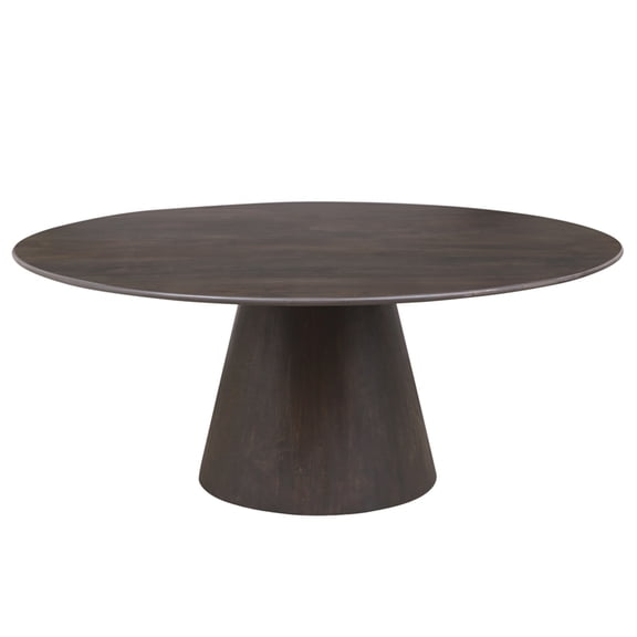 Jaden Solid Wood Round Dining Table in Charred Ember Brown Finish