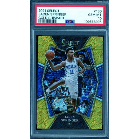 Jaden Springer Rookie Card 2021-22 Select Gold Shimmer (4/10) #180 PSA 10