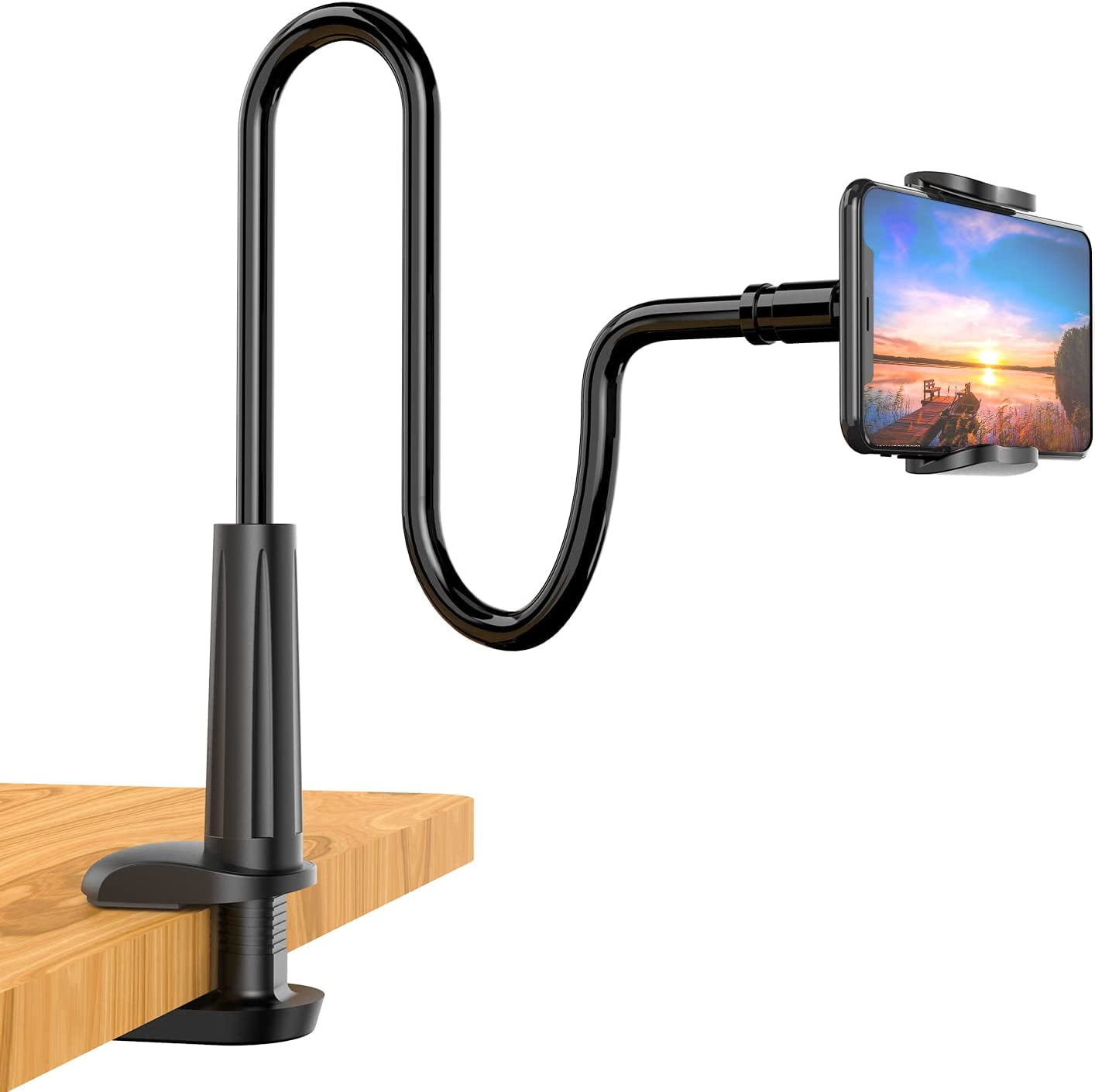  Lamicall Gooseneck Phone Holder for Bed - Overall Length  38.6in, Flexible Leather Wrapped Arm, 360 Adjustable Clamp Clip, Overhead  Cell Phone Mount Stand for Desk, Compatible with All Cellphone (4-7”) 