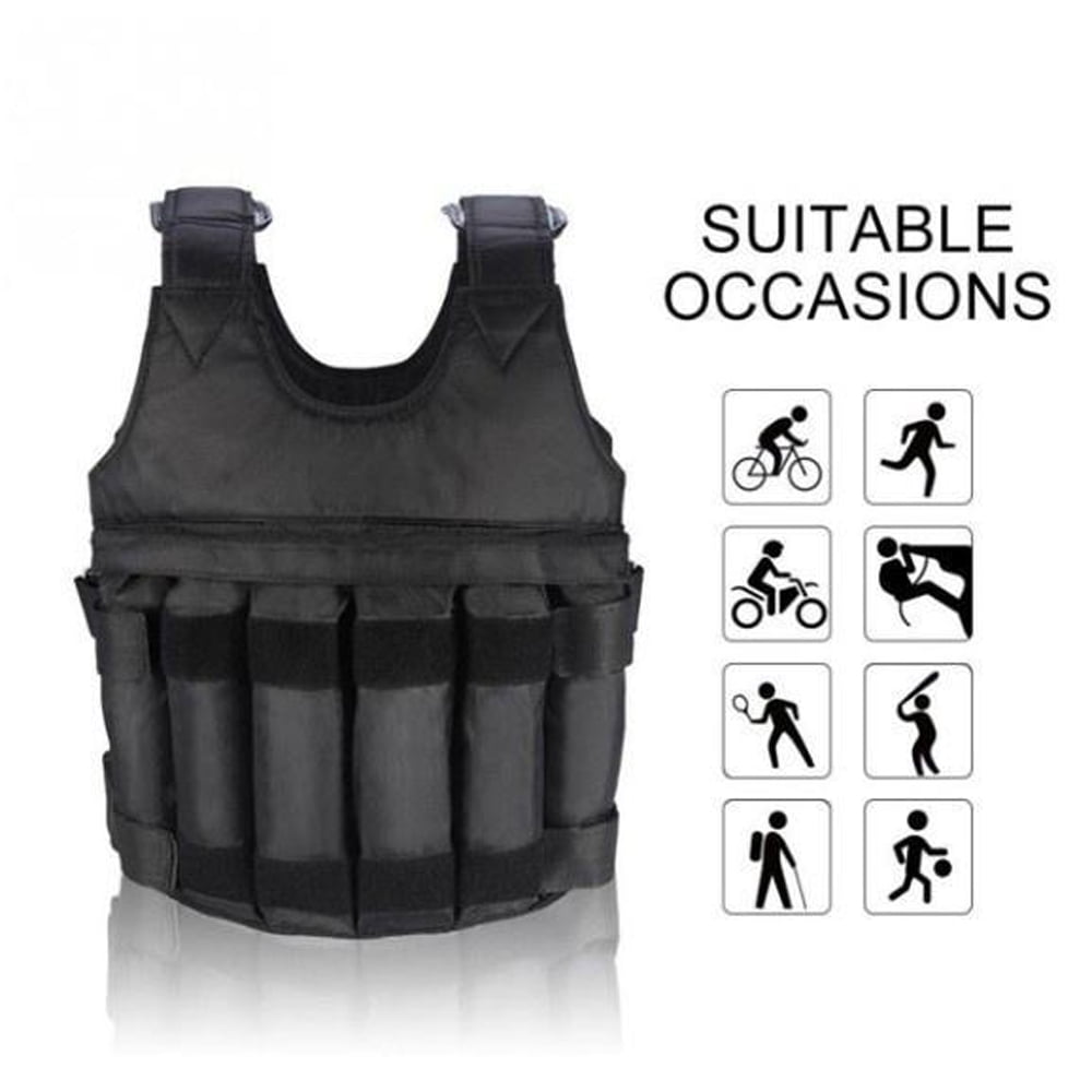 Gilet Lesté Réglable Pour Exercice - Charge Max 50 Kg - Tissu Oxford Noir - NEUF