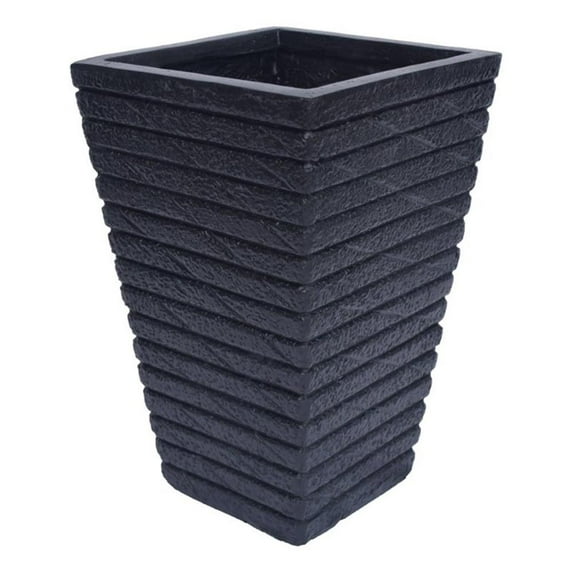 Jadiel Outdoor Riveted Light weight Concrete Square Tapered Garden Urn Planter, Black