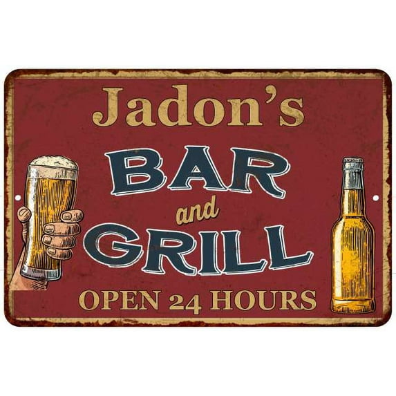 Jadon's Red Bar and Grill Rustic Sign Decor 8x12 108120045295