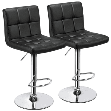 Jadona Bar Stools Set of 2, Swivel Adjustable Barstools Modern PU Leather Home Kitchen