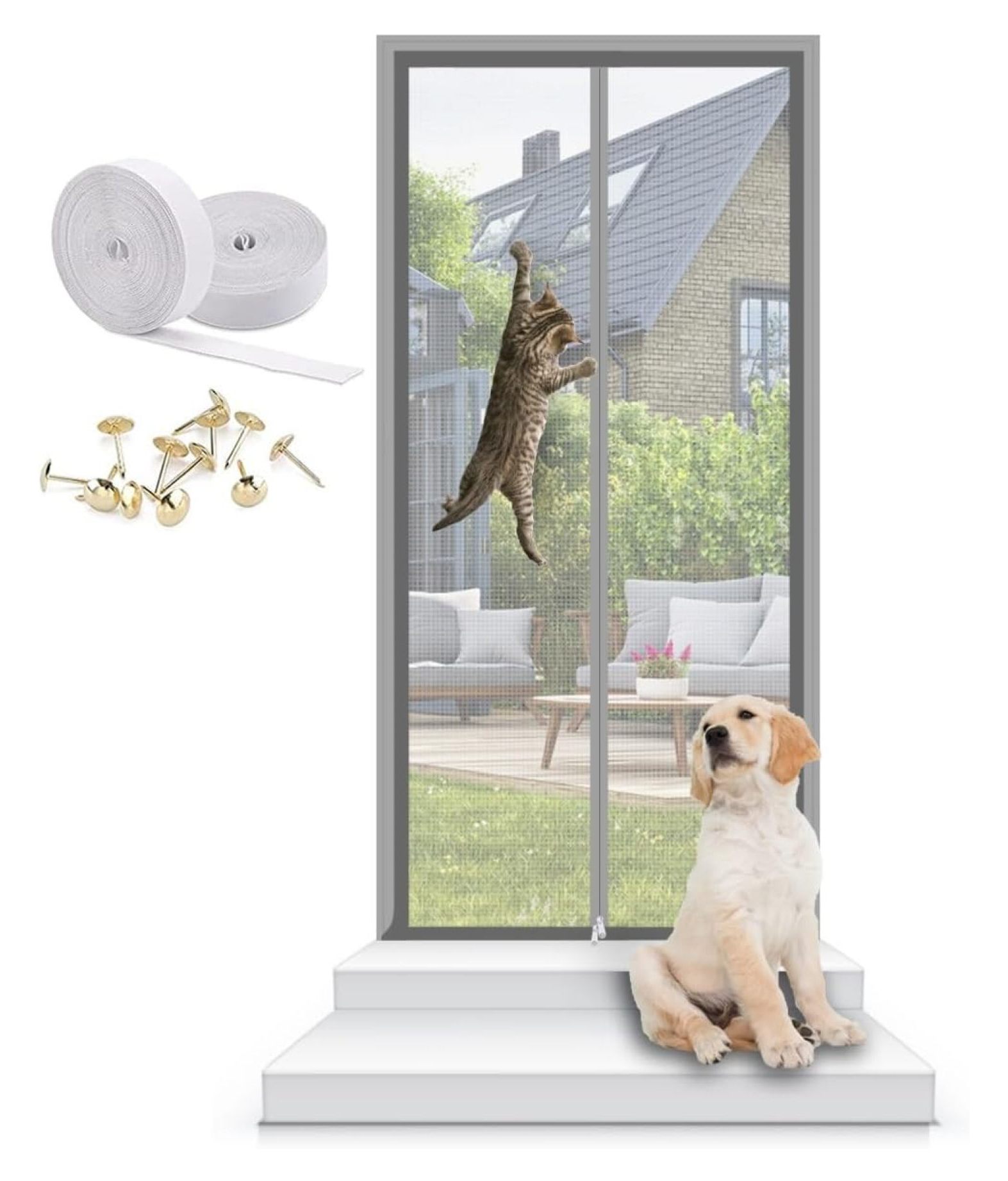 Jadona Cat Door Screen,Fly Screens for Doors Reinforced Door Fly Screen