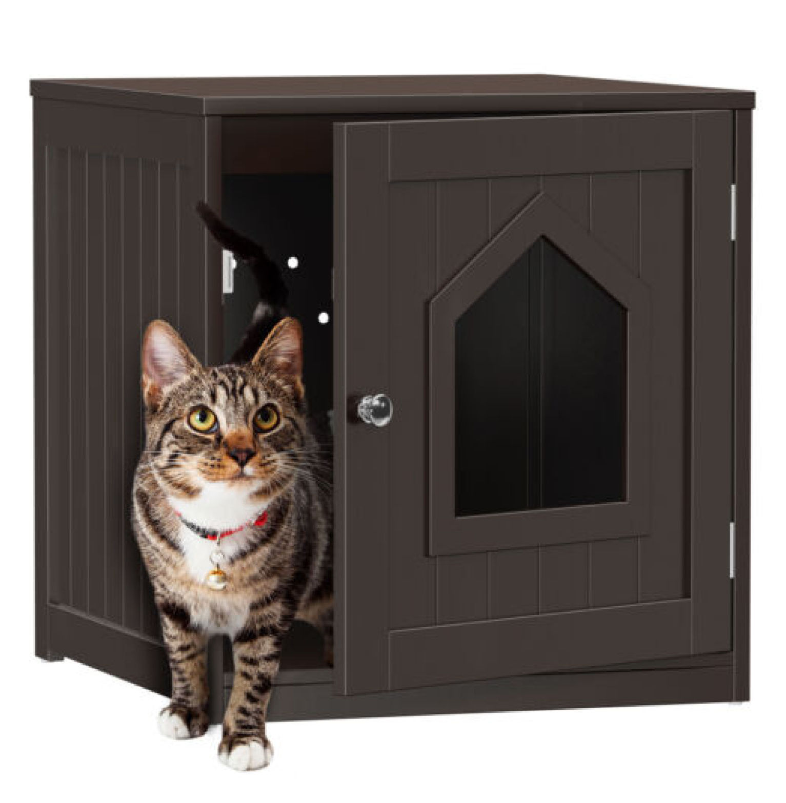 Jadona Cat Hidden Litter Box Enclosure End Table Pet Crate Box Kitty