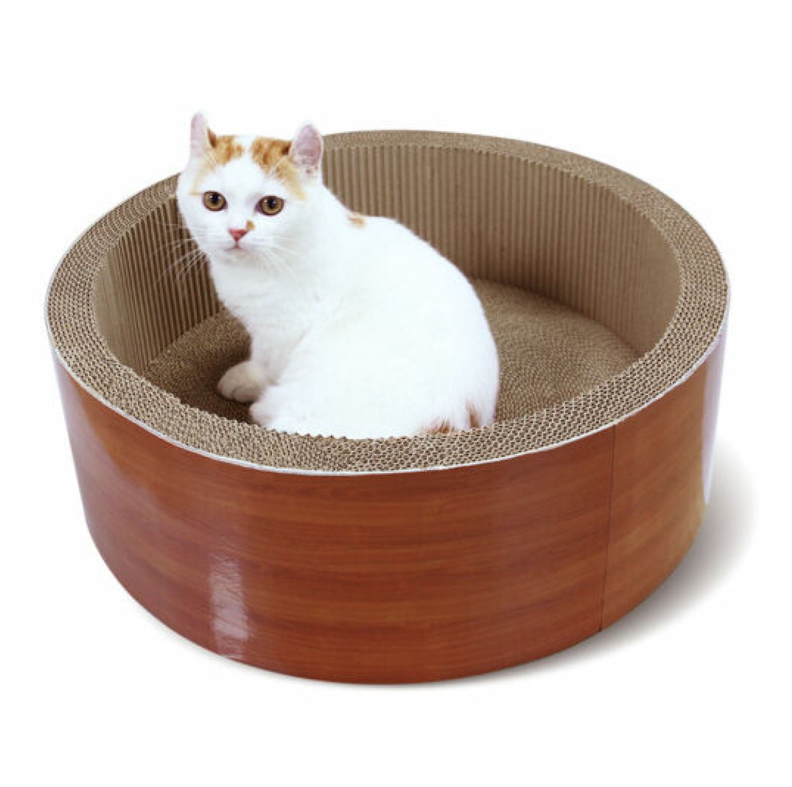 Round Brown Corrugated Cardboard Cat Scratcher Lounge Bed
