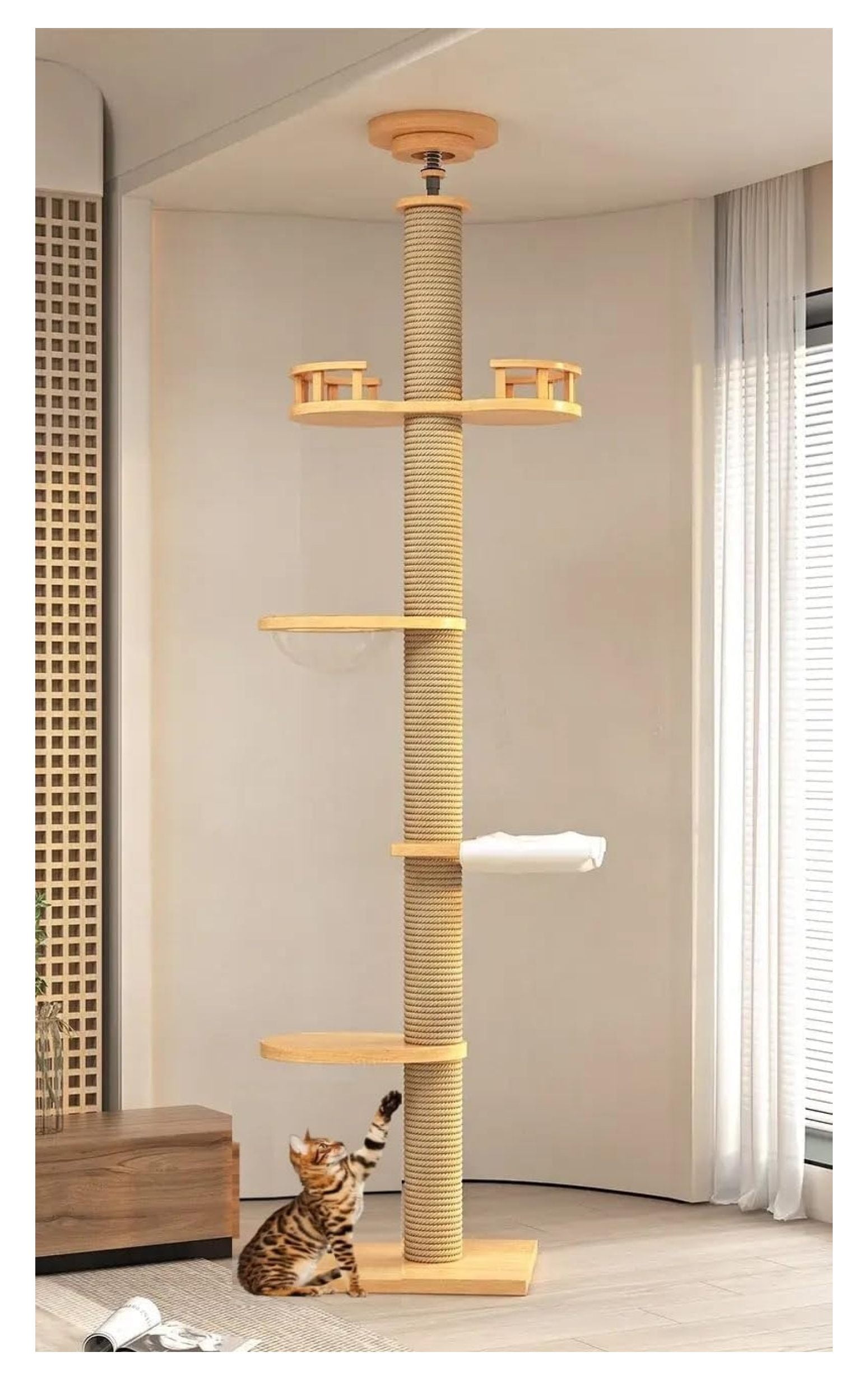 Jadona Cat Tower 5-Layer Height Adjustable from Floor to Ceiling, Tall ...