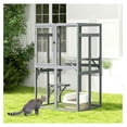 Jadona Catio Outdoor Cat Enclosure Window Access, Wooden Cat House