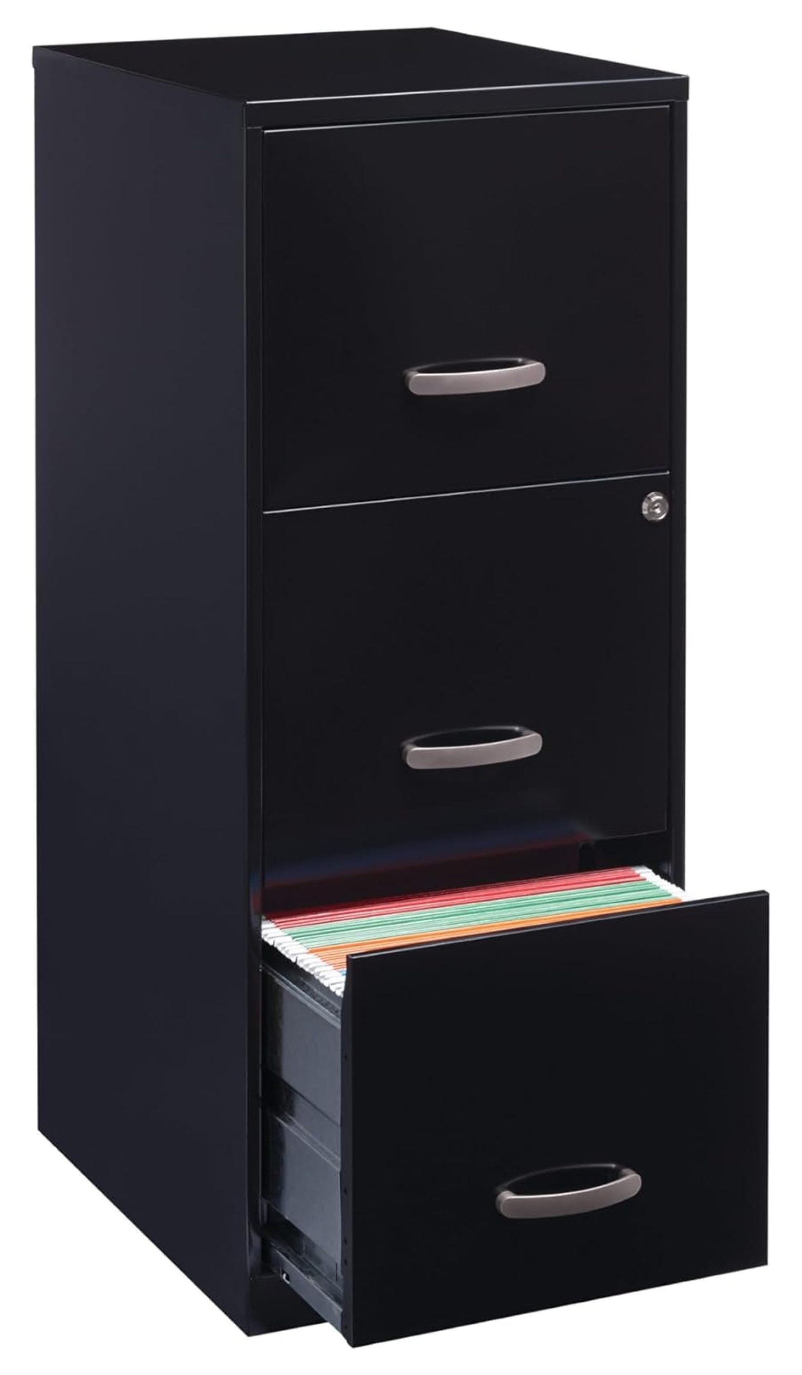 Black Vertical 3-Drawer Lockable Steel File Cabinet