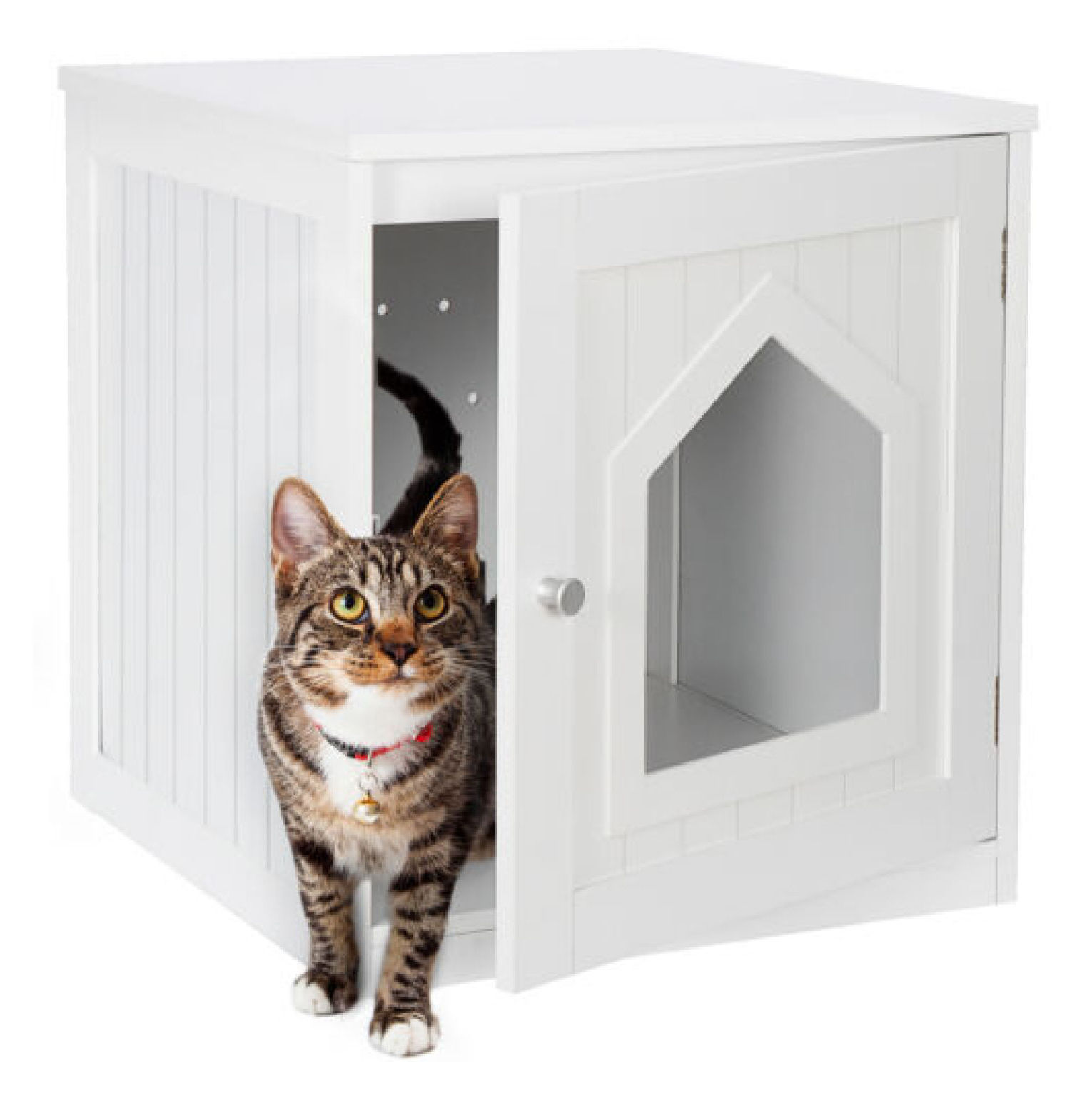 Jadona Litter Box Furniture Enclosure Cat House with Table Hidden w