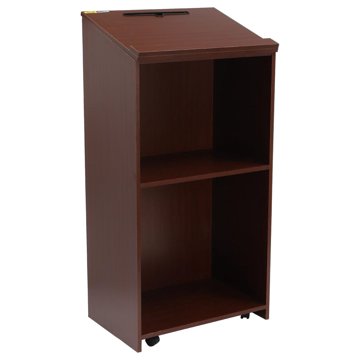 Jadona Podium Stand - Portable Podium Stand Hostess Stand Reception Desk with Storage Shelf, Pulpits for Churches, Lectern Podium for Classrooms, Office, Conference, Auditorium, Restaurant (brown)