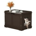 Jadona Wooden Cat Litter Box Enclosure Cat House with Double Door for