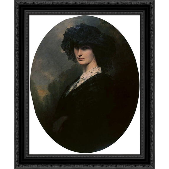Jadwiga Potocka, Countess Branicka 20x23 Black Ornate Wood Framed Canvas Art by Winterhalter, Franz Xavier