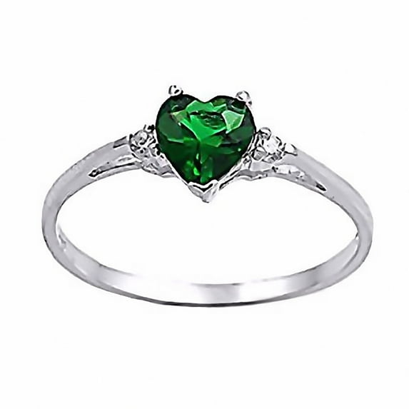 Jadyn: 0.81ct Heart Cut Simulated Emerald Promise Friendship Ring sz 11.0