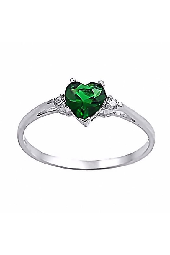 : 0.81ct Heart Cut Simulated Emerald Promise Friendship Ring sz 11.0