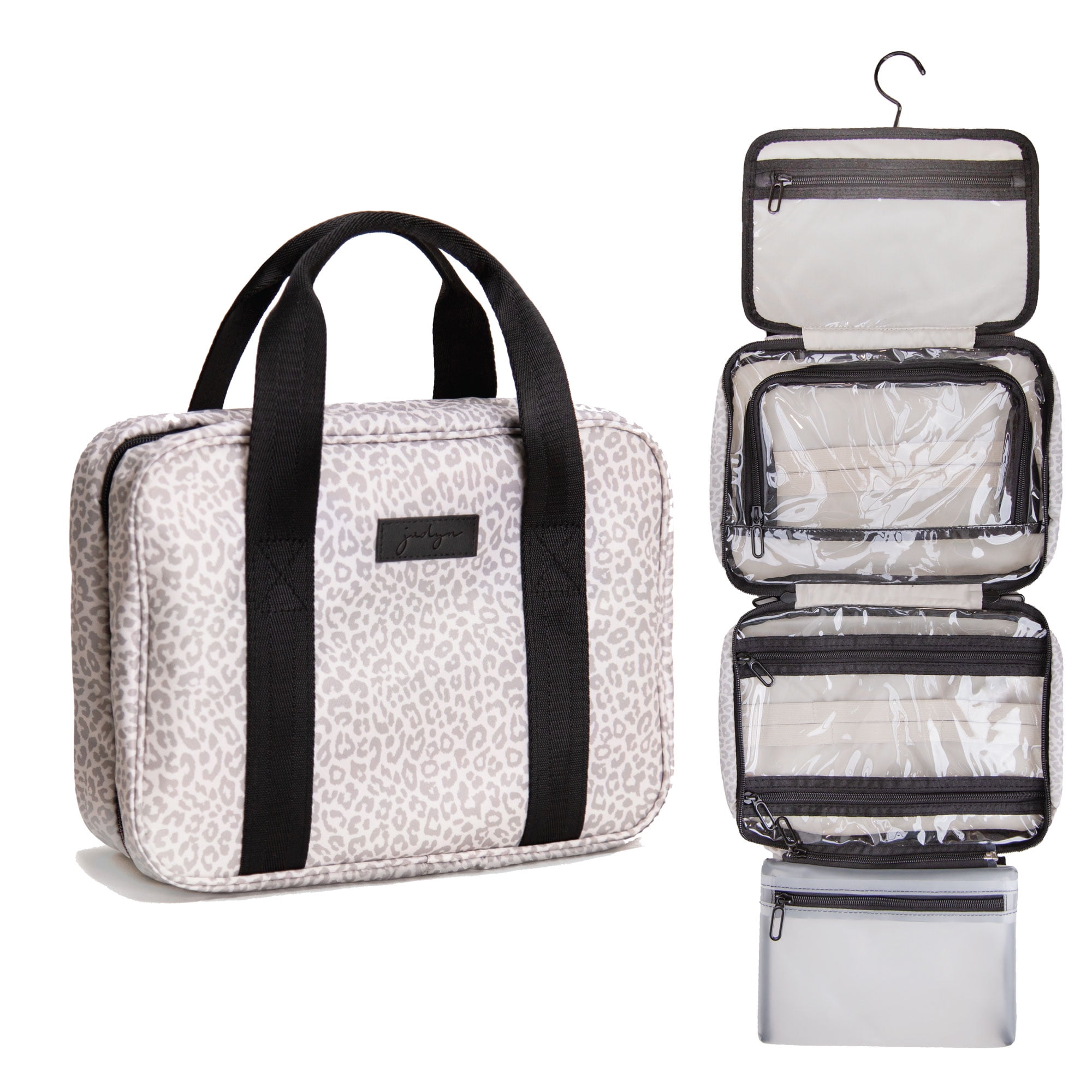 Jadyn Hanging Toiletry Bag, Expandable Toiletry Organizer for Women, Water Resistant Large Travel Cosmetic Bag for Full Size Makeup, Toiletries, Lotion, Shampoo, Accessories (Navy Floral)