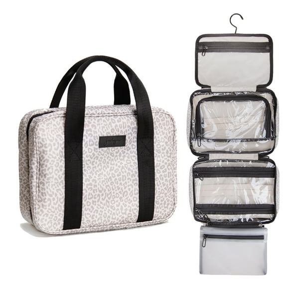 Jadyn Hanging Toiletry Bag, Expandable Toiletry Organizer for Women, Water Resistant Large Travel Cosmetic Bag for Full Size Makeup, Toiletries, Lotion, Shampoo, Accessories (Navy Floral)