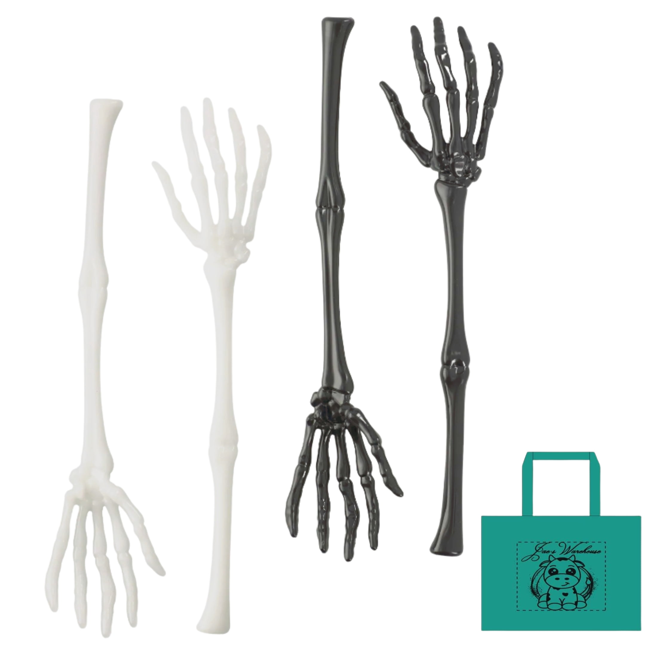 Skeleton Tableware Jae's Warehouse Skeleton Hand Tongs, 12.87-in White Black Set of 4 ...