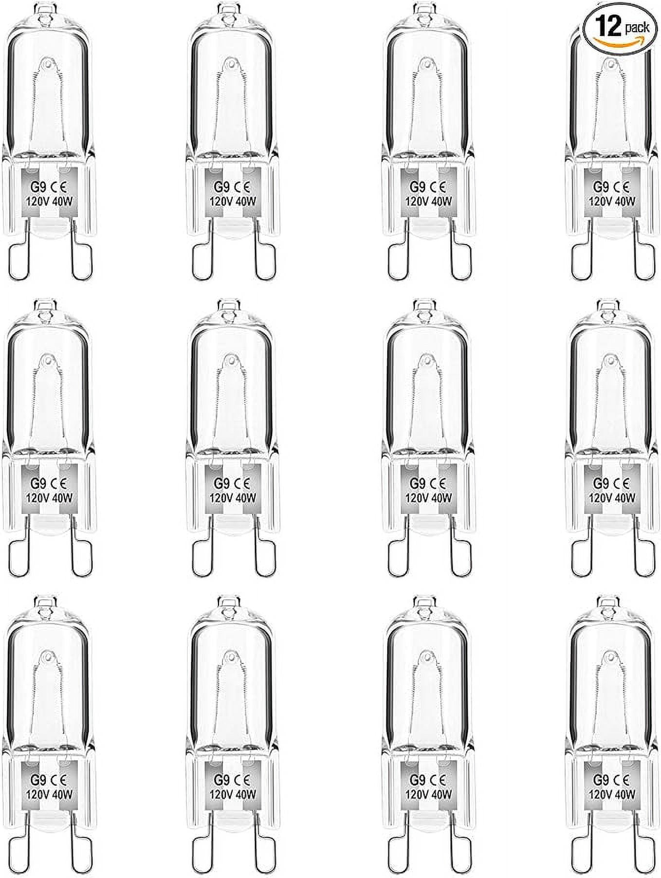 Jaenmsa G9 Halogen Light Bulbs, 12 Pack G9 Bulb 2 Pin Base JCD Type
